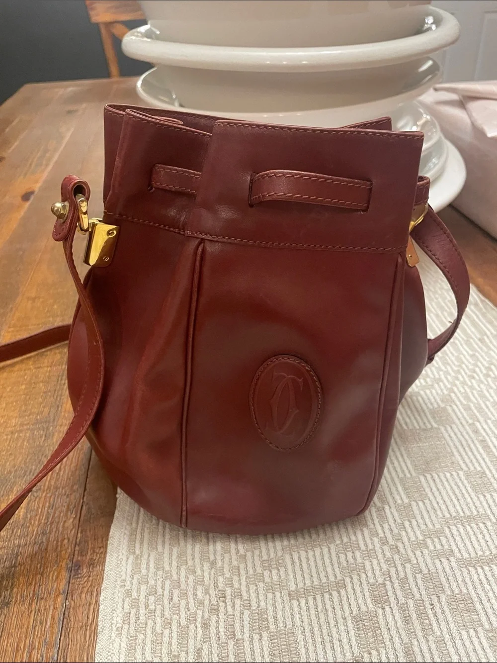 Cartier Shoulder Bag Must Line Leather Bordeaux